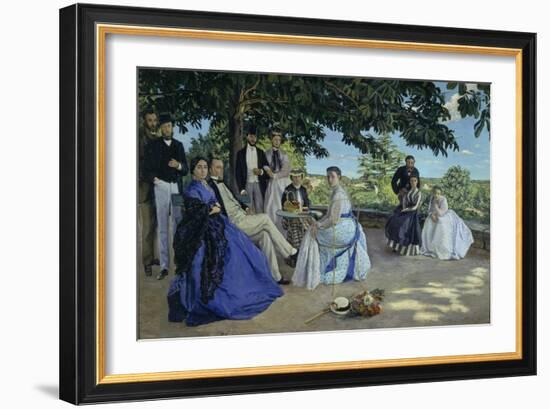 Family Reunion, the Artist with His Family on the Terrace in Méric, 1867-Frédéric Bazille-Framed Giclee Print
