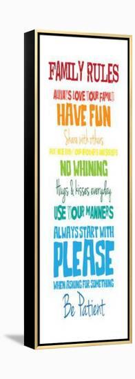 Family Rules Rainbow-Jace Grey-Framed Stretched Canvas