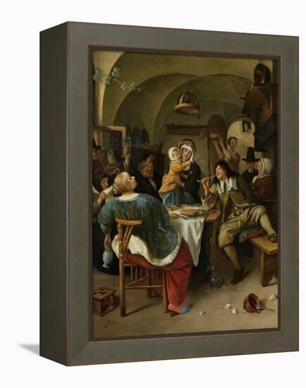 Family Scene, 1660-79-Jan Steen-Framed Stretched Canvas