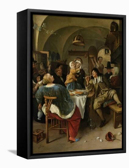 Family Scene, 1660-79-Jan Steen-Framed Stretched Canvas