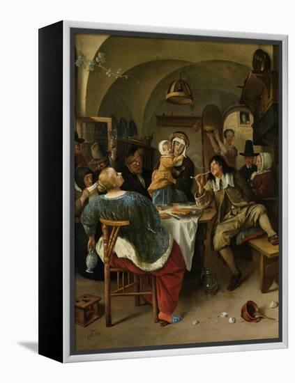 Family Scene, 1660-79-Jan Steen-Framed Stretched Canvas