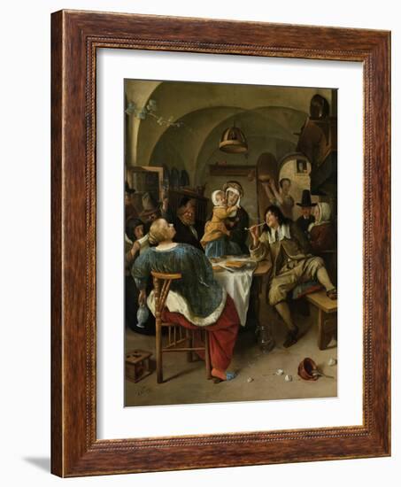 Family Scene, 1660-79-Jan Steen-Framed Art Print