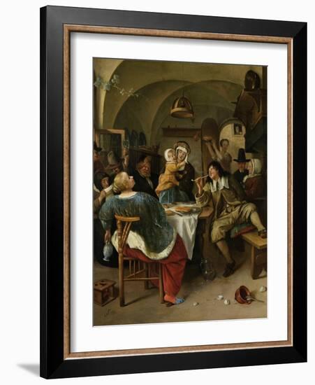 Family Scene, 1660-79-Jan Steen-Framed Art Print