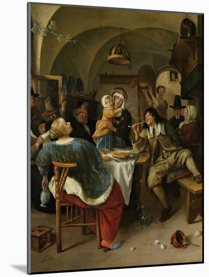 Family Scene, 1660-79-Jan Steen-Mounted Art Print