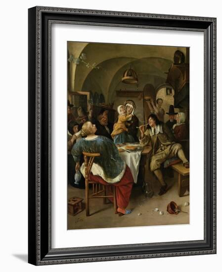 Family Scene, 1660-79-Jan Steen-Framed Art Print