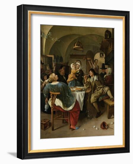 Family Scene, 1660-79-Jan Steen-Framed Art Print