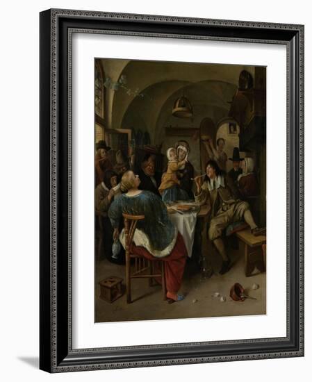 Family Scene-Jan Havicksz Steen-Framed Art Print