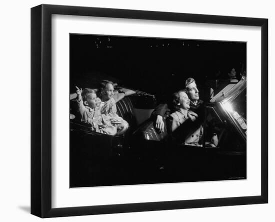 Family Sitting in Convertible Watching Movie at Drive In-Francis Miller-Framed Photographic Print