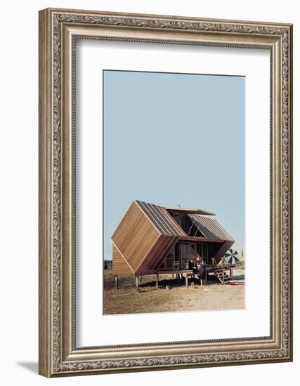 Family Sitting Outside the Irwin Hunt House Designed by Andrew Geller-Nina Leen-Framed Photographic Print