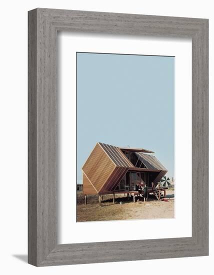 Family Sitting Outside the Irwin Hunt House Designed by Andrew Geller-Nina Leen-Framed Photographic Print