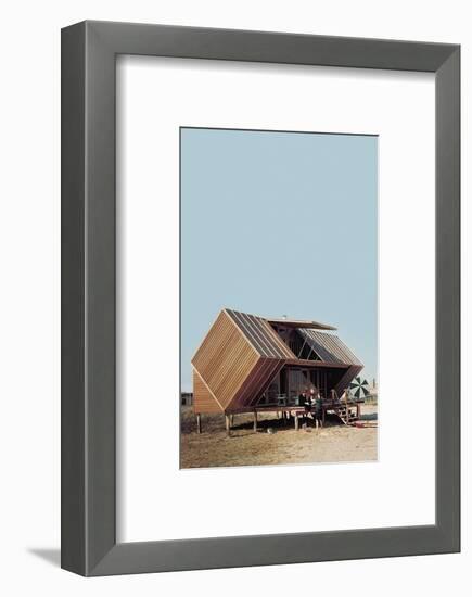 Family Sitting Outside the Irwin Hunt House Designed by Andrew Geller-Nina Leen-Framed Photographic Print