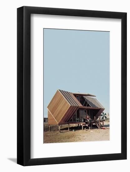 Family Sitting Outside the Irwin Hunt House Designed by Andrew Geller-Nina Leen-Framed Photographic Print