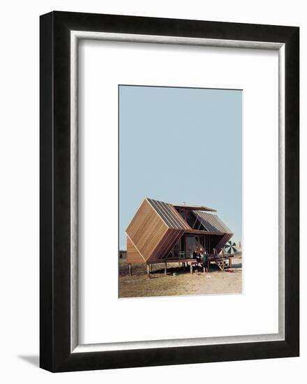 Family Sitting Outside the Irwin Hunt House Designed by Andrew Geller-Nina Leen-Framed Photographic Print