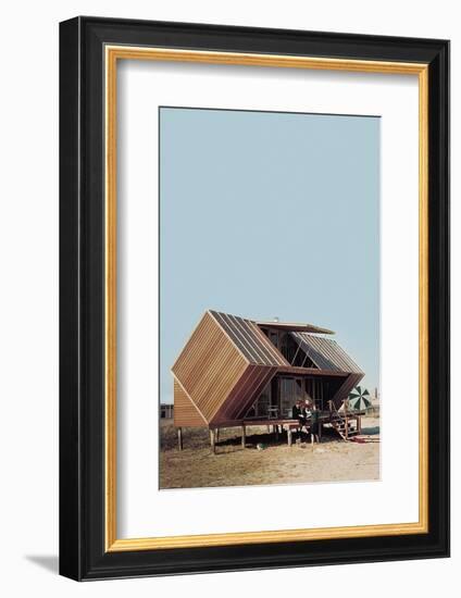 Family Sitting Outside the Irwin Hunt House Designed by Andrew Geller-Nina Leen-Framed Photographic Print