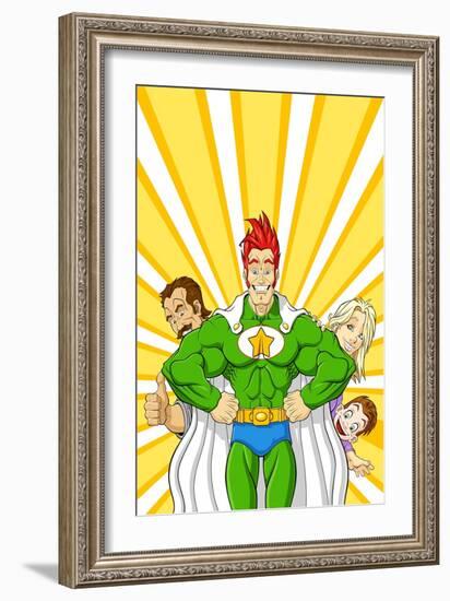 Family Superhero-Omino di Carta-Framed Art Print