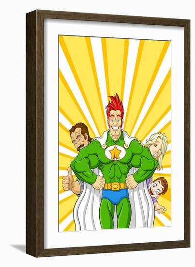 Family Superhero-Omino di Carta-Framed Art Print