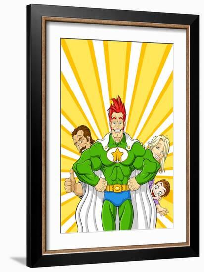 Family Superhero-Omino di Carta-Framed Art Print