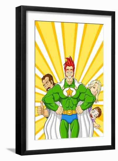 Family Superhero-Omino di Carta-Framed Art Print