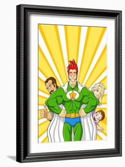 Family Superhero-Omino di Carta-Framed Art Print