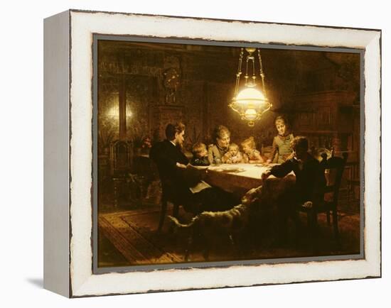 Family Supper in the Lamp Light, 19th Century-Knut Ekvall-Framed Premier Image Canvas