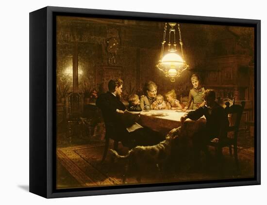 Family Supper in the Lamp Light, 19th Century-Knut Ekvall-Framed Premier Image Canvas