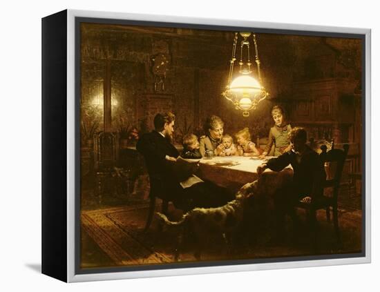 Family Supper in the Lamp Light, 19th Century-Knut Ekvall-Framed Premier Image Canvas