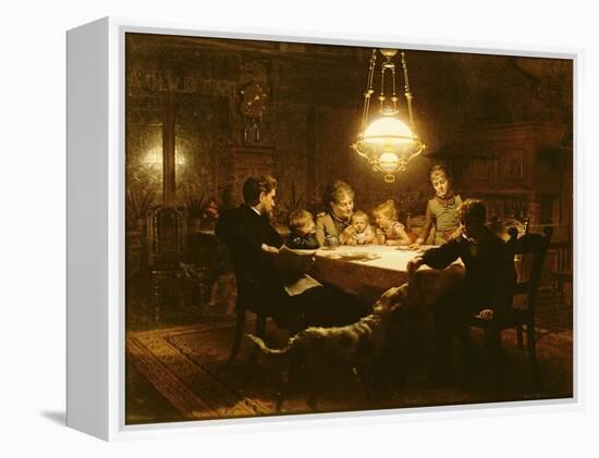 Family Supper in the Lamp Light, 19th Century-Knut Ekvall-Framed Premier Image Canvas