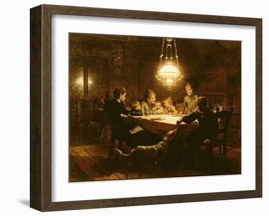 Family Supper in the Lamp Light, 19th Century-Knut Ekvall-Framed Giclee Print