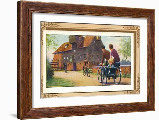 'Family Tandem with Side-Car', 1939-Unknown-Framed Giclee Print