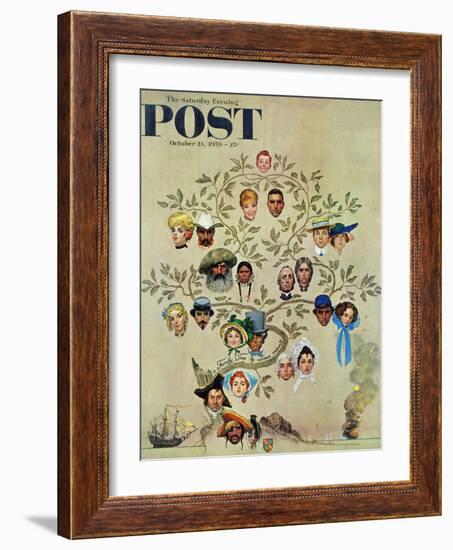 "Family Tree" Saturday Evening Post Cover, October 24,1959-Norman Rockwell-Framed Premium Giclee Print