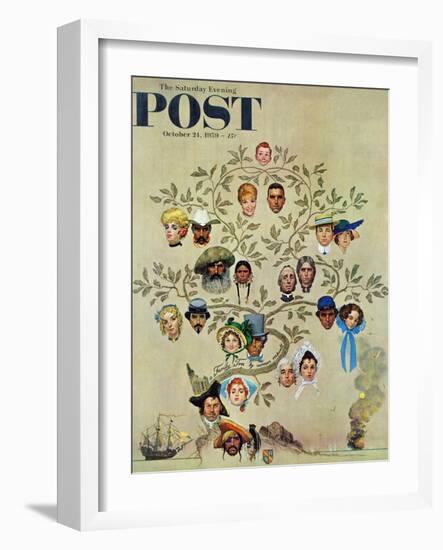 "Family Tree" Saturday Evening Post Cover, October 24,1959-Norman Rockwell-Framed Premium Giclee Print