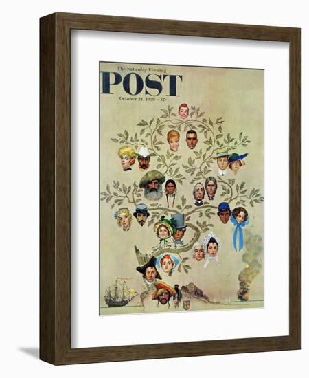 "Family Tree" Saturday Evening Post Cover, October 24,1959-Norman Rockwell-Framed Giclee Print