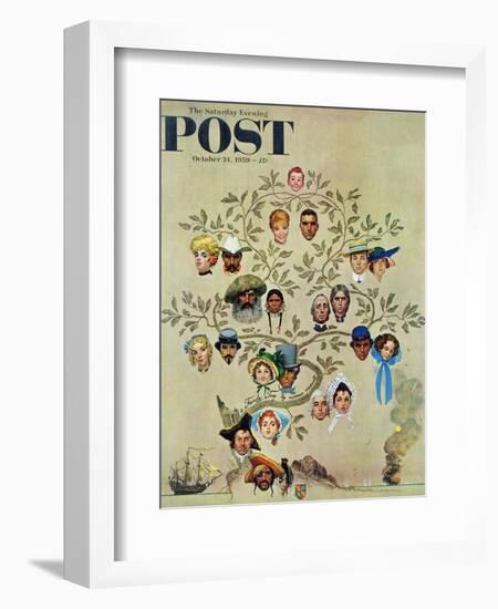 "Family Tree" Saturday Evening Post Cover, October 24,1959-Norman Rockwell-Framed Giclee Print