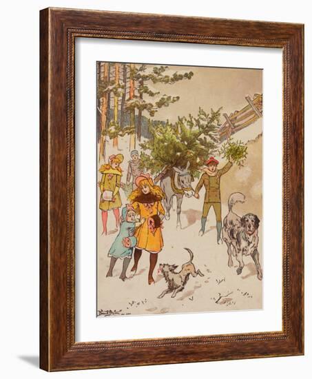 Family Trudging in Snow with Their Christmas Tree-Bettmann-Framed Giclee Print