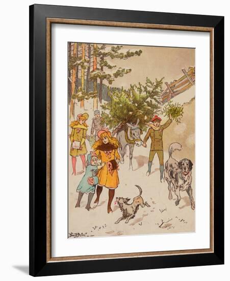 Family Trudging in Snow with Their Christmas Tree-Bettmann-Framed Giclee Print