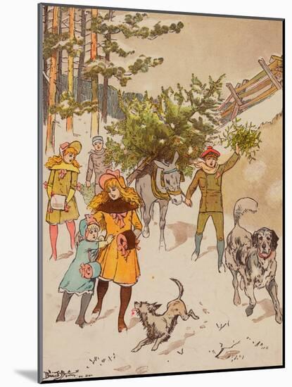 Family Trudging in Snow with Their Christmas Tree-Bettmann-Mounted Giclee Print