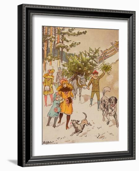 Family Trudging in Snow with Their Christmas Tree-Bettmann-Framed Giclee Print
