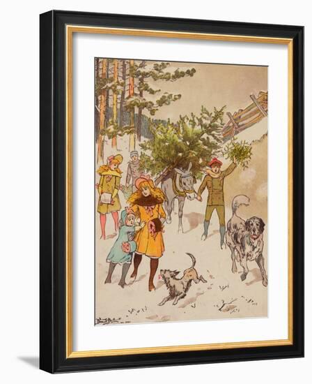 Family Trudging in Snow with Their Christmas Tree-Bettmann-Framed Giclee Print