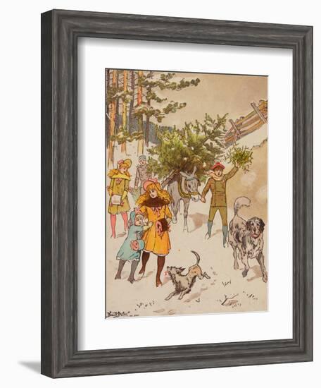 Family Trudging in Snow with Their Christmas Tree-Bettmann-Framed Giclee Print