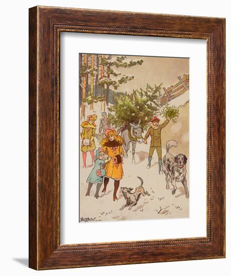 Family Trudging in Snow with Their Christmas Tree-Bettmann-Framed Giclee Print