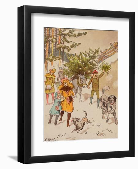Family Trudging in Snow with Their Christmas Tree-Bettmann-Framed Giclee Print
