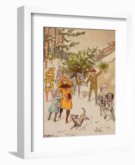 Family Trudging in Snow with Their Christmas Tree-Bettmann-Framed Giclee Print