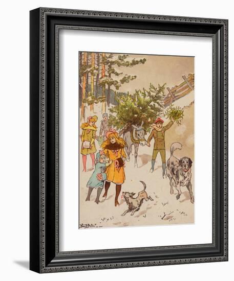 Family Trudging in Snow with Their Christmas Tree-Bettmann-Framed Giclee Print