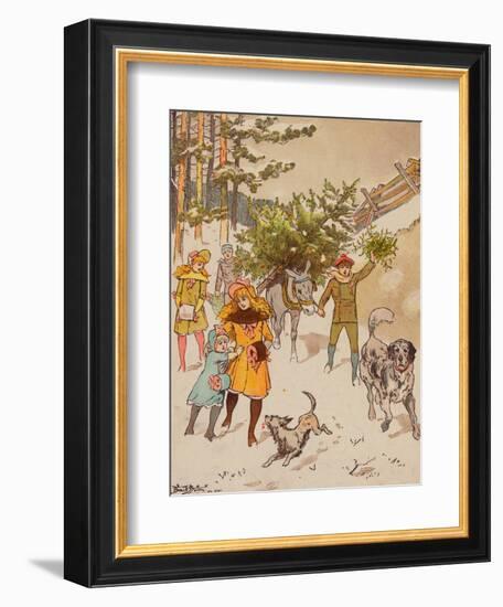 Family Trudging in Snow with Their Christmas Tree-Bettmann-Framed Giclee Print