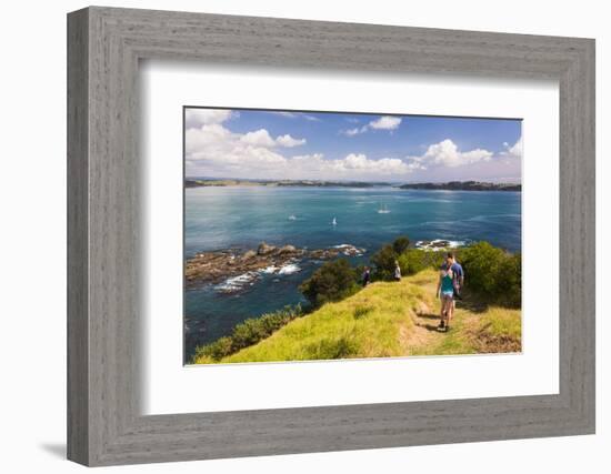 Family Walking on Tapeka Point, Russell, Northland Region, North Island, New Zealand, Pacific-Matthew Williams-Ellis-Framed Photographic Print