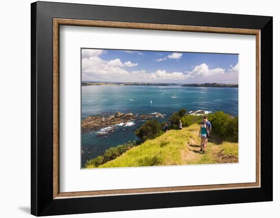 Family Walking on Tapeka Point, Russell, Northland Region, North Island, New Zealand, Pacific-Matthew Williams-Ellis-Framed Photographic Print