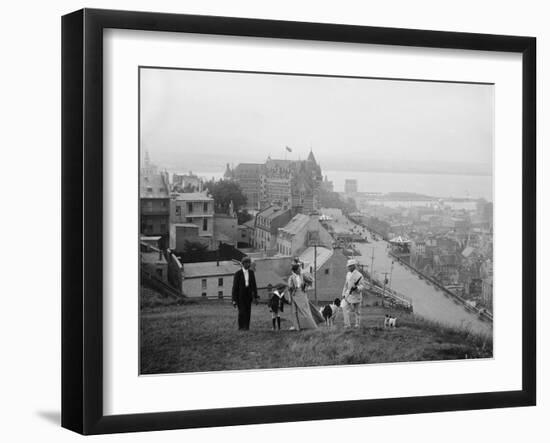 Family Walks on the Heights of Quebec City, Le Chateau Frontenac in the Background, 1910-null-Framed Art Print