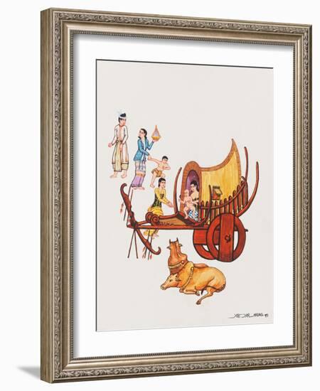 Family with their Ox-Cart, 1993-Yoe Yar Maung-Framed Giclee Print