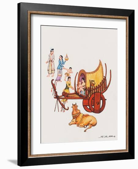 Family with their Ox-Cart, 1993-Yoe Yar Maung-Framed Giclee Print