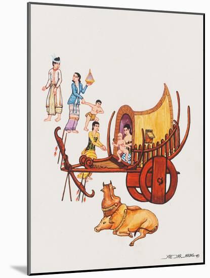 Family with their Ox-Cart, 1993-Yoe Yar Maung-Mounted Giclee Print